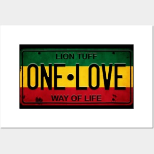 One Love Vintage Rasta License Plate Posters and Art